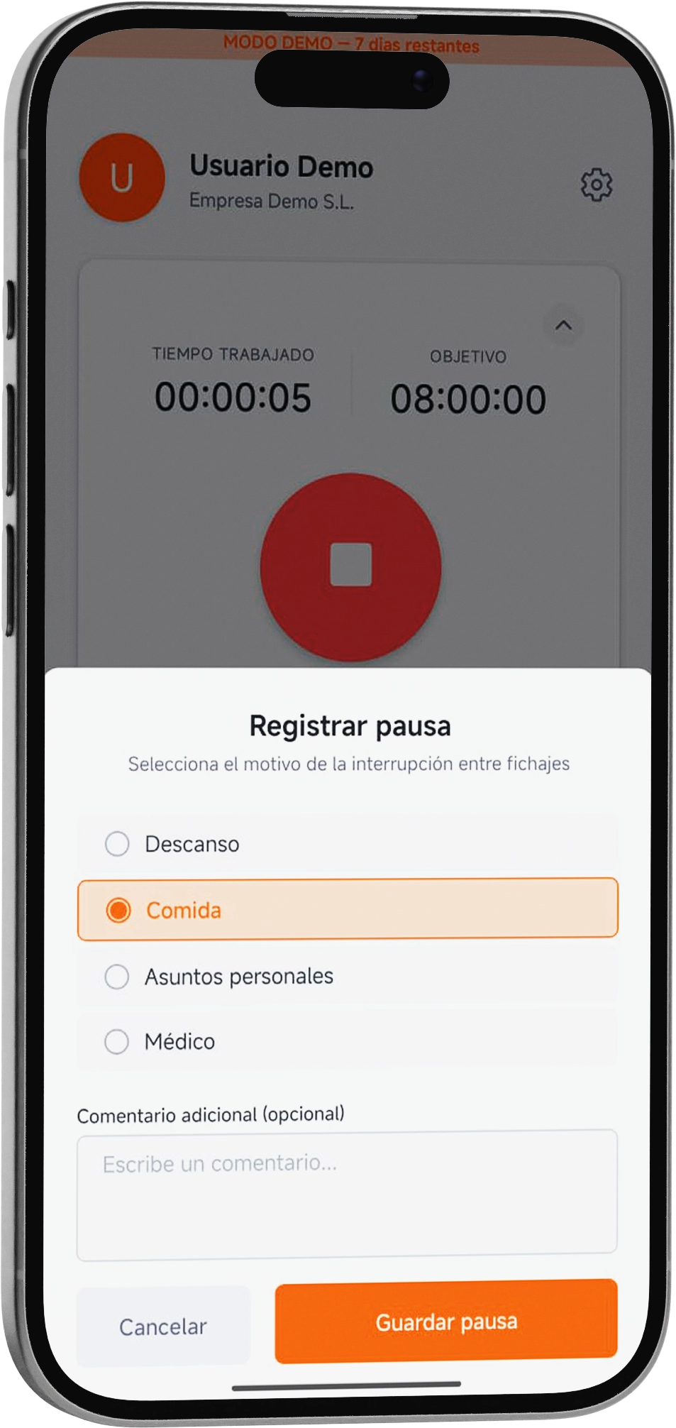 Registro de pausas con Ticado